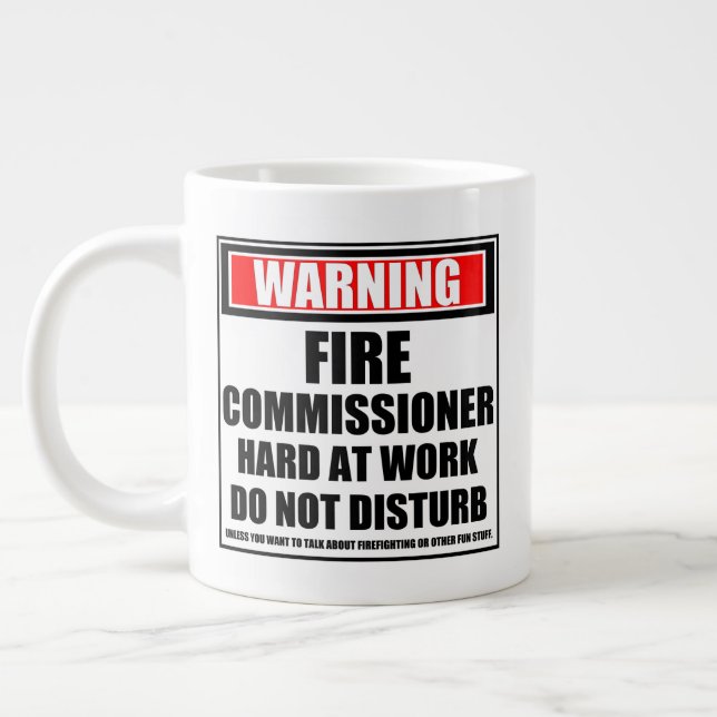 Taza De Café Gigante Aviso al Comisario de Bomberos Duro En Trabajo (Izquierda)