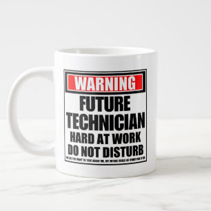 Taza De Café Gigante Aviso al futuro técnico duro en el trabajo