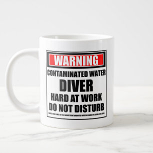Taza De Café Gigante Aviso de buceador de agua contaminada duro en el t