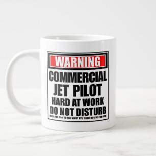 Taza De Café Gigante Aviso de trabajo duro del piloto de Jet comercial