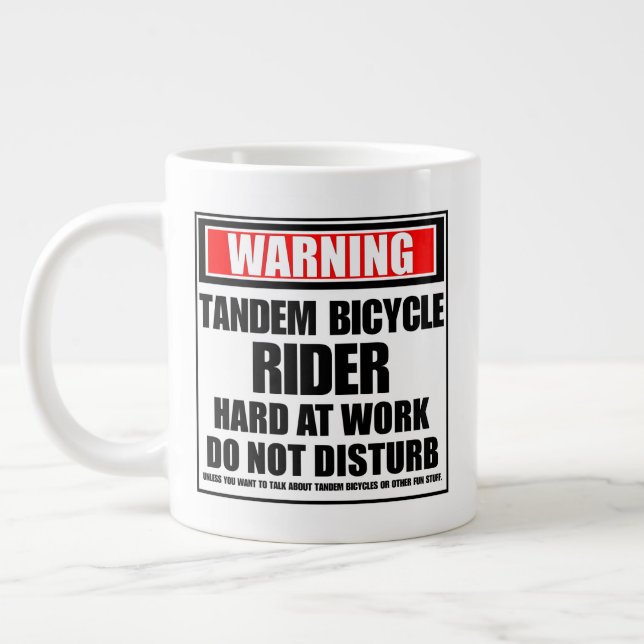Taza De Café Gigante Aviso De Viajero En Bicicleta Tandem Duramente En  (Izquierda)