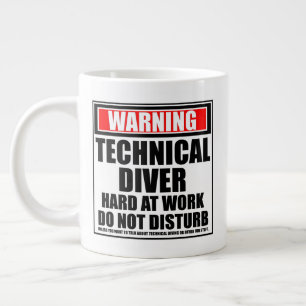 Taza De Café Gigante Aviso Técnico de buceo duro en el trabajo