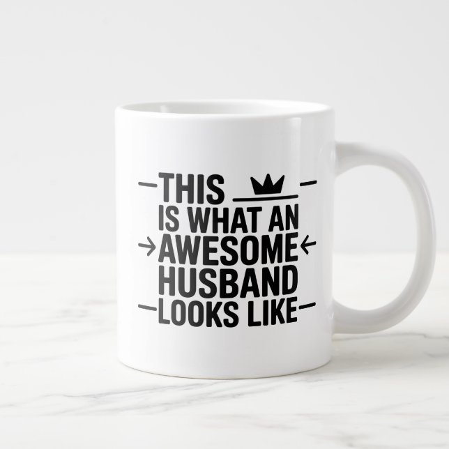 Taza De Café Gigante Awesome Husband Graphic Typography (Derecha)
