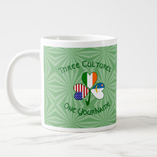 Taza De Café Gigante Azorea irlandés USA Banderas Shamrock personalizad