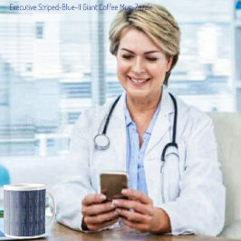 Taza De Café Gigante Azul a rayas ejecutivo