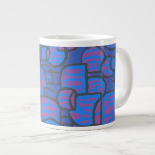 Taza De Café Gigante Azul, magenta Resumen de café Jumbo Mug