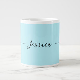 Taza De Café Gigante Azul Moderno Elegante Plano Simple Nombre Profesio