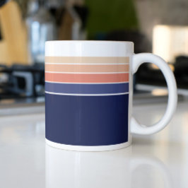 Taza De Café Gigante Azul retro y rayas de color