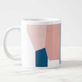 Taza De Café Gigante Azul rosa y blanco