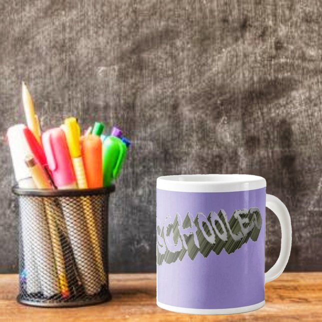 Taza De Café Gigante B Schooled Gray-Wht (The perfect, coffee Mug for teachers, and other staff workers!)
