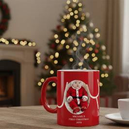 Taza De Café Gigante Baby's First Christmas Photo Red Coffee Mug