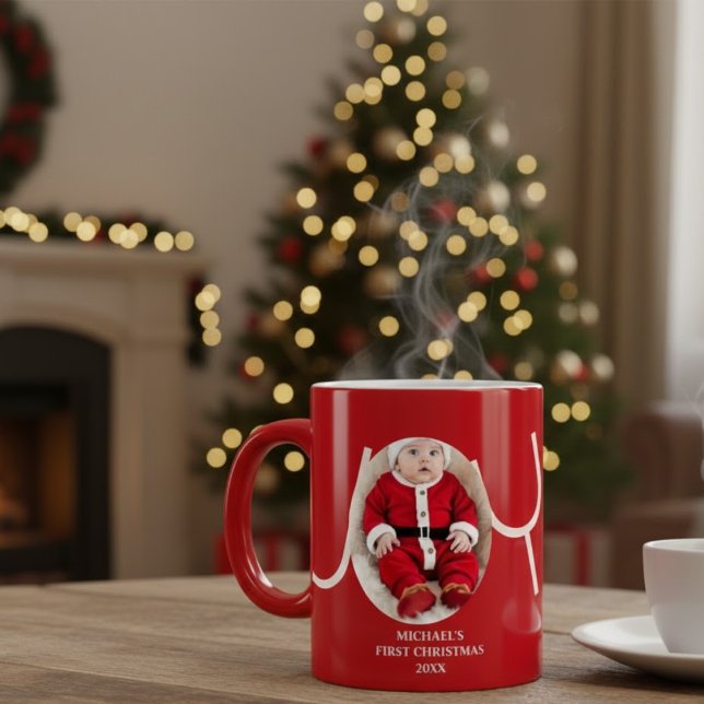 Taza De Café Gigante Baby's First Christmas Photo Red Coffee Mug (Subido por el creador)