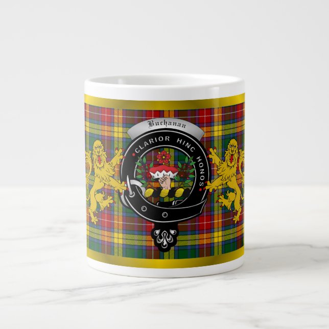 Taza De Café Gigante Badge Buchanan Clan y Tartan Jumbo Mug (Frente)
