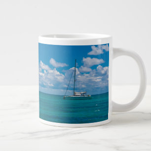 Taza De Café Gigante Bahía tropical azul paisaje marino