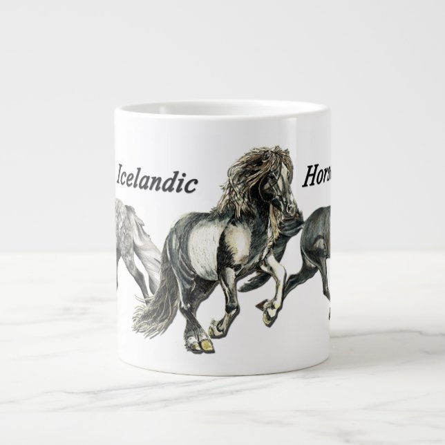 Taza De Café Gigante Baile de caballos islandeses (Frente)