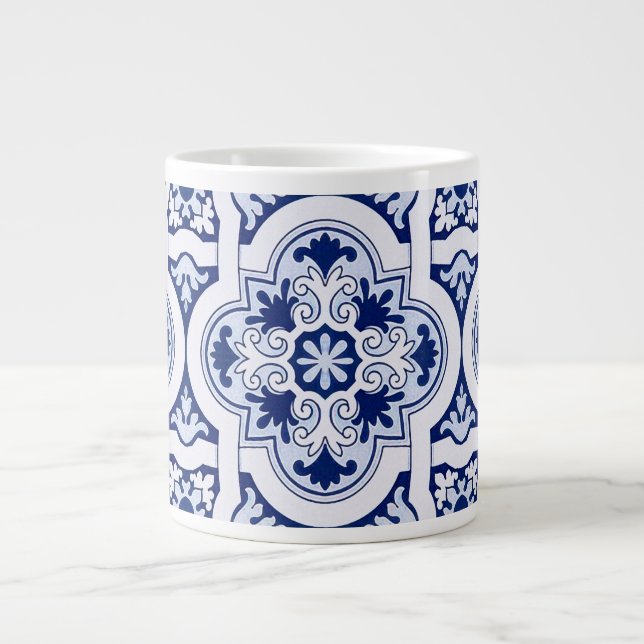 Taza De Café Gigante Baldosa azul portuguesa (Frente)