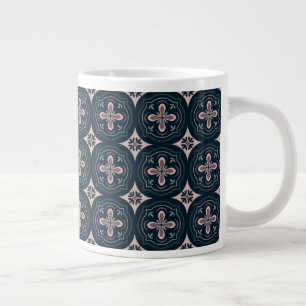 Taza De Café Gigante Baldosas Florales Geométricas Terrosas