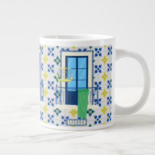 Taza De Café Gigante Baldosas portuguesas y balcón con ventana