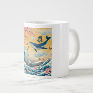Taza De Café Gigante Baleia Celestial entre Cerejeiras – Arte IA