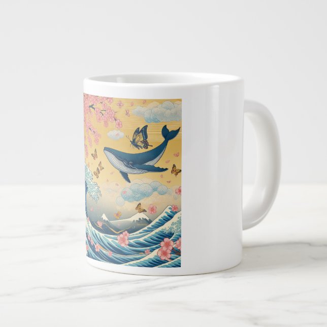Taza De Café Gigante Baleia Celestial entre Cerejeiras – Arte IA (Derecha)