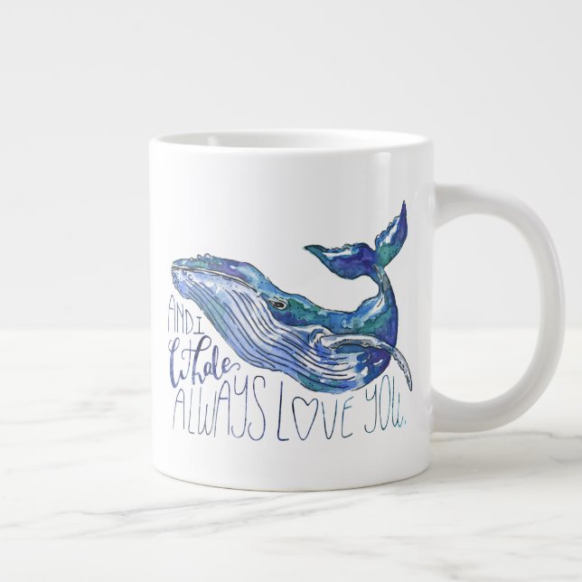 Taza De Café Gigante Ballena acuarela - La ballena siempre te ama (Derecha)