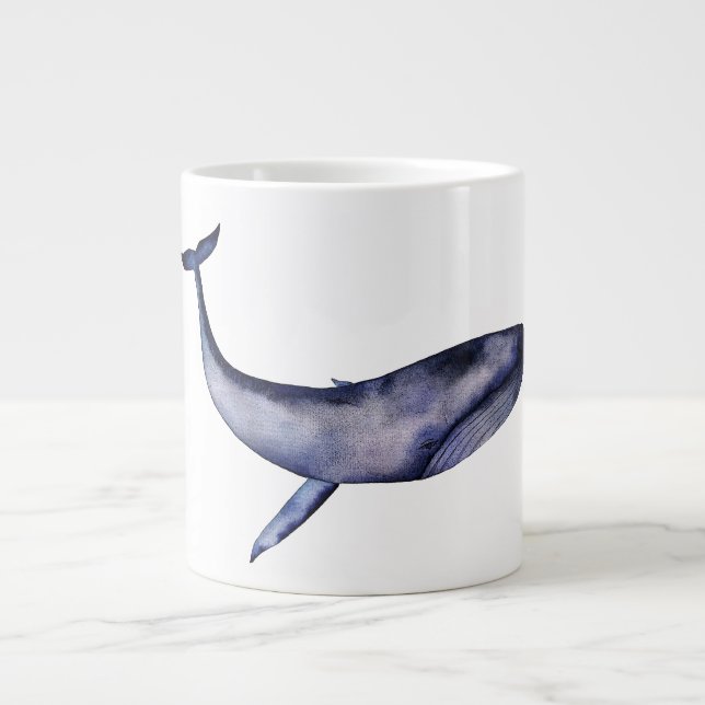 Taza De Café Gigante Ballena azul acuarela (Frente)