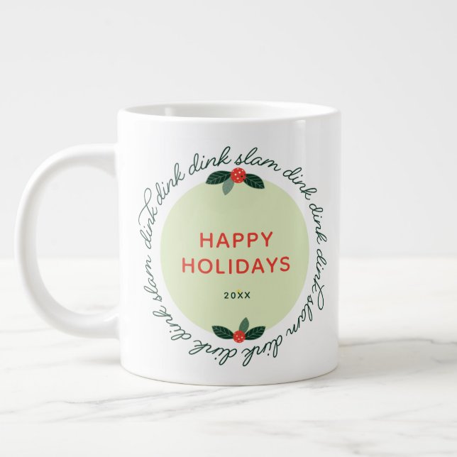 Taza De Café Gigante Baloncesto Felices Fiestas Personalizados Año Wrea (Izquierda)