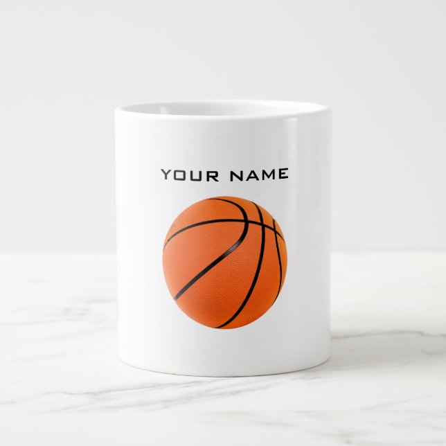 Taza De Café Gigante Baloncesto Su Nombre (Frente)