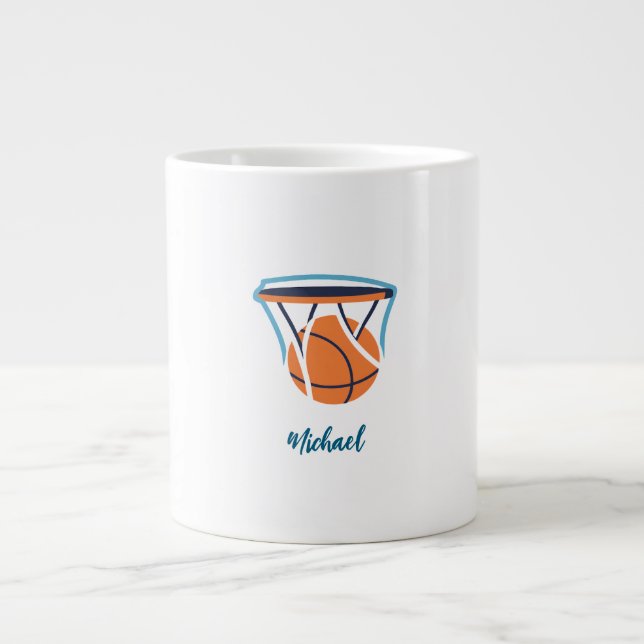 Taza De Café Gigante Baloncesto Su nombre Personal (Frente)