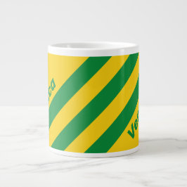 Taza De Café Gigante Banana Tropical Retro Tres Rayas con Nombre