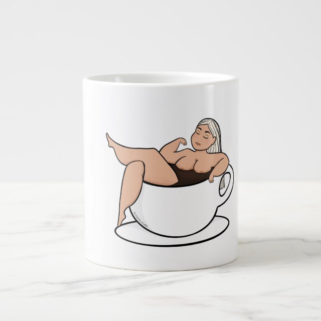 Taza De Café Gigante Bañarse en café - Mug cutánea y curvada (Frente)