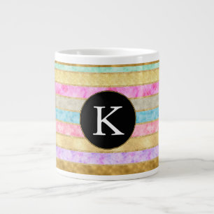 Taza De Café Gigante Bandas acuáticas doradas Monograma