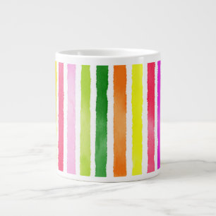 Taza De Café Gigante Bandas de arco iris de color acuático dibujadas a 