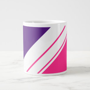 Taza De Café Gigante Bandas de Carreras blanca rosada de caramelo púrpu