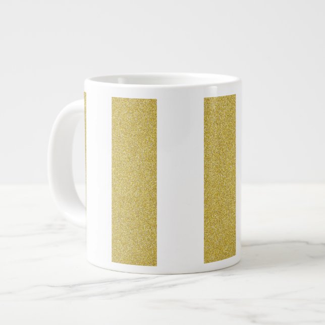 Taza De Café Gigante Bandas de oro, franjas blancas, patrón rayado (Izquierda)