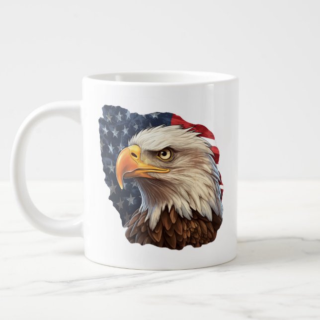 Taza De Café Gigante Bandera americana águila calva (Izquierda)