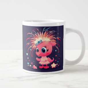 Taza De Café Gigante Bandera Americana con Flamingo Cartoon-69218