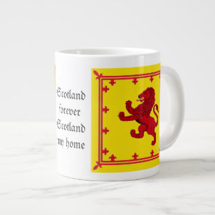 Taza De Café Gigante Bandera antigua desenfrenada roja del león de