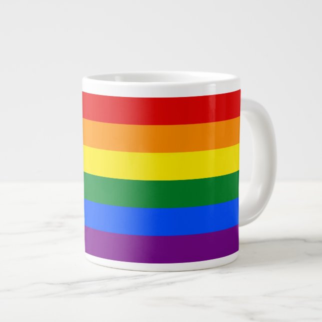 Taza De Café Gigante Bandera arcoiris de 6 bandas del orgullo gay LGBT (Derecha)