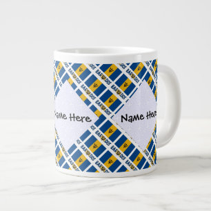 Taza De Café Gigante Bandera Barbárica de Barbados con Nombre Personali