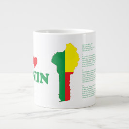 Taza De Café Gigante Bandera Benín En El Mapa Del País