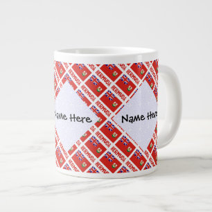 Taza De Café Gigante Bandera bermudiana personalizada con nombre en mos