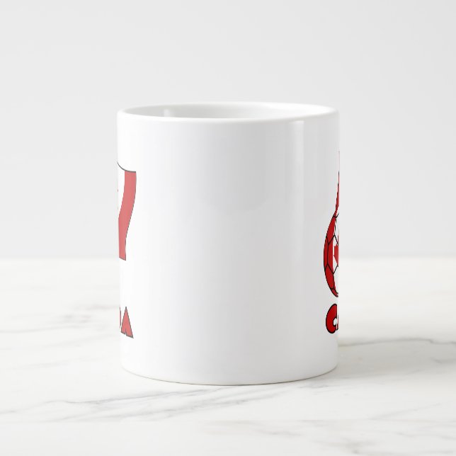 Taza De Café Gigante Bandera canadiense con pelota de fútbol (Frente)