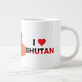 Taza De Café Gigante Bandera de Bután en el mapa del país