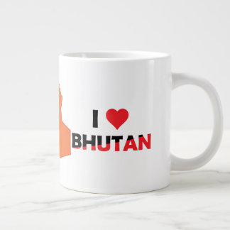 Taza De Café Gigante Bandera de Bután en el mapa del país