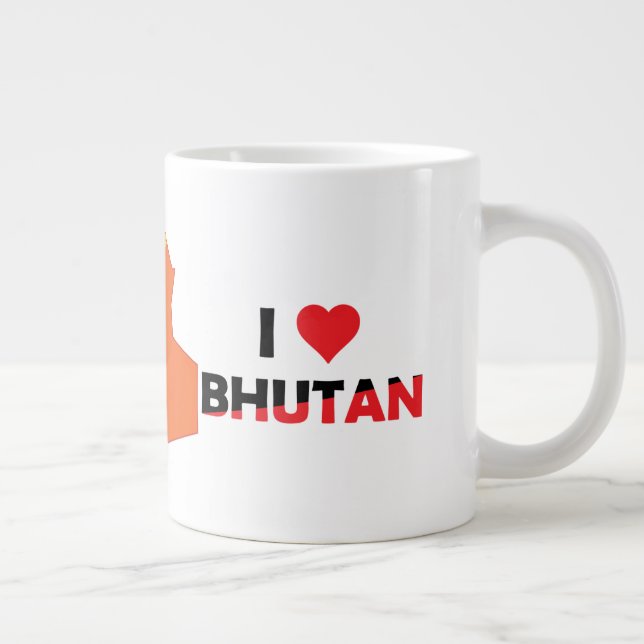 Taza De Café Gigante Bandera de Bután en el mapa del país (Derecha)