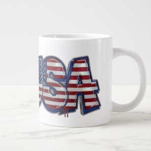 Taza De Café Gigante Bandera de EE. UU. con texto personalizado Graffit