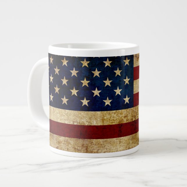 Taza De Café Gigante Bandera de Estados Unidos / Grunge (Izquierda)