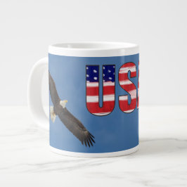 Taza De Café Gigante Bandera De Estados Unidos Y Águila Calva
