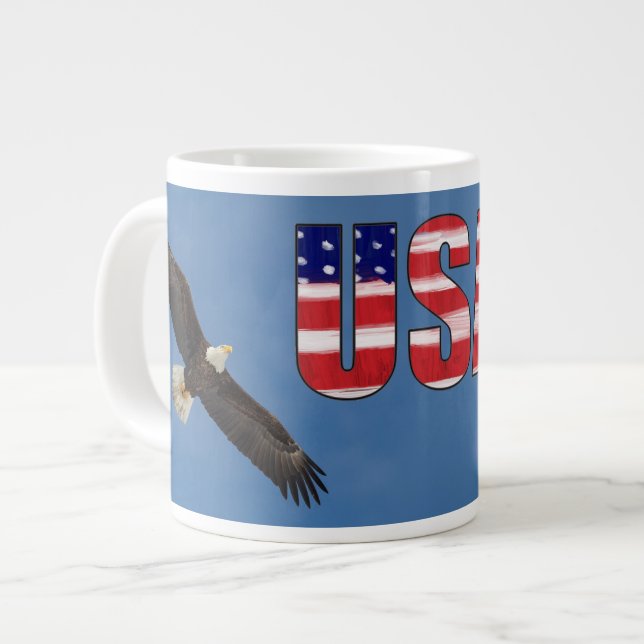 Taza De Café Gigante Bandera De Estados Unidos Y Águila Calva (Izquierda)